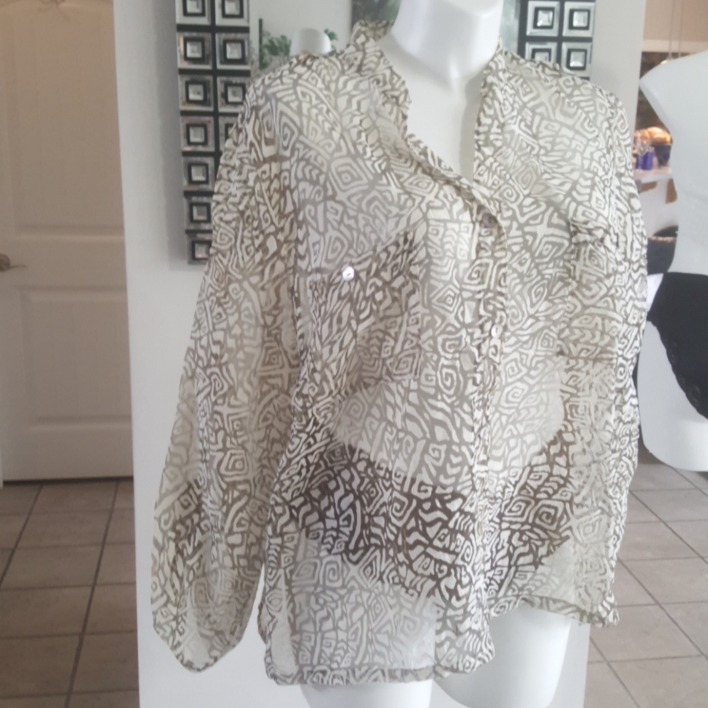 Ruby Rd.  Sheer print top. 22W.